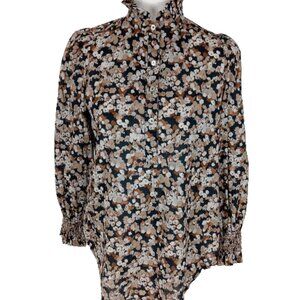 Tuckernuck Women's Brown Teagon Popover 3/4 Button Down 100% Cotton Shirt